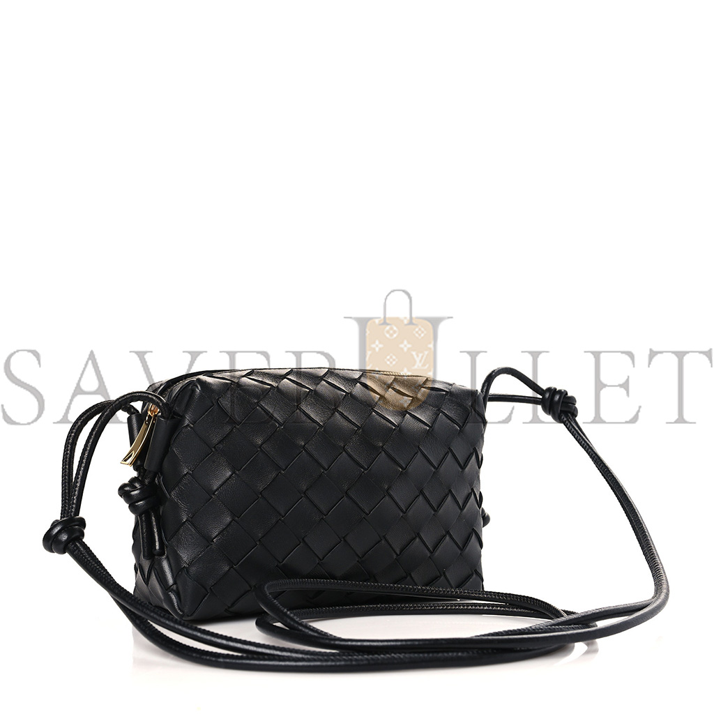 BOTTEGA VENETA NAPPA INTRECCIATO MINI LOOP CAMERA BAG BLACK 133093 (17*11*6cm) BOTTEGA VENETA NAPPA INTRECCIATO MINI LOOP CAMERA BAG BLACK 133093 (17*11*6cm)