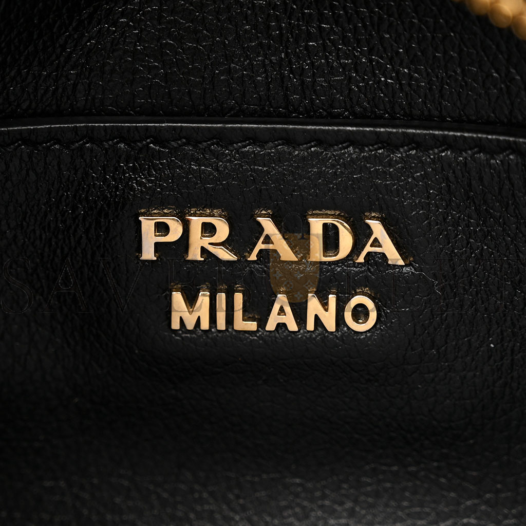 PRADA GLACE CALFSKIN TOTE BLACK (35*27*14cm)