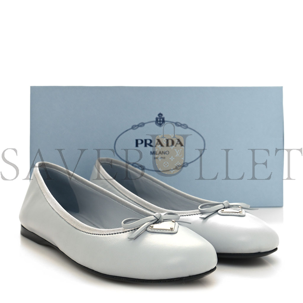 PRADA METALLIC LAMBSKIN BOW BALLERINA FLATS 38.5 FIORDALISO PRADA METALLIC LAMBSKIN BOW BALLERINA FLATS 38.5 FIORDALISO