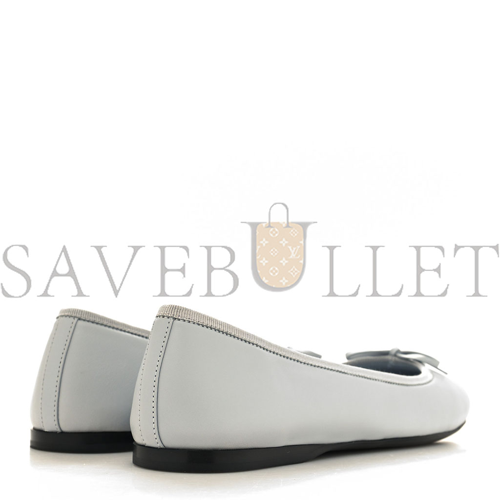 PRADA METALLIC LAMBSKIN BOW BALLERINA FLATS 38.5 FIORDALISO PRADA METALLIC LAMBSKIN BOW BALLERINA FLATS 38.5 FIORDALISO