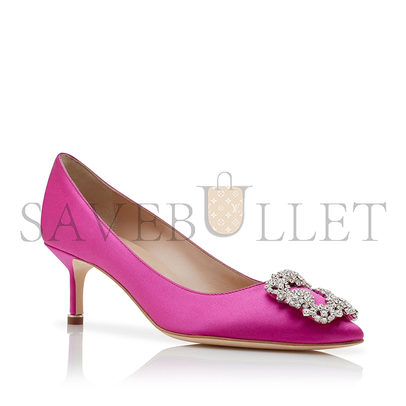 MANOLO BLAHNIK HANGISI 50 DARK FUCHSIA SATIN JEWEL BUCKLE PUMPS 9XX-0315-0054 MANOLO BLAHNIK HANGISI 50 DARK FUCHSIA SATIN JEWEL BUCKLE PUMPS 9XX-0315-0054