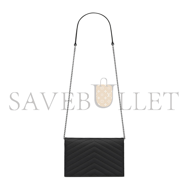 YSL CASSANDRE ENVELOPE CHAIN WALLET IN GRAIN DE POUDRE LEATHER 742920BOW021000 (19*12.5*3.5cm)