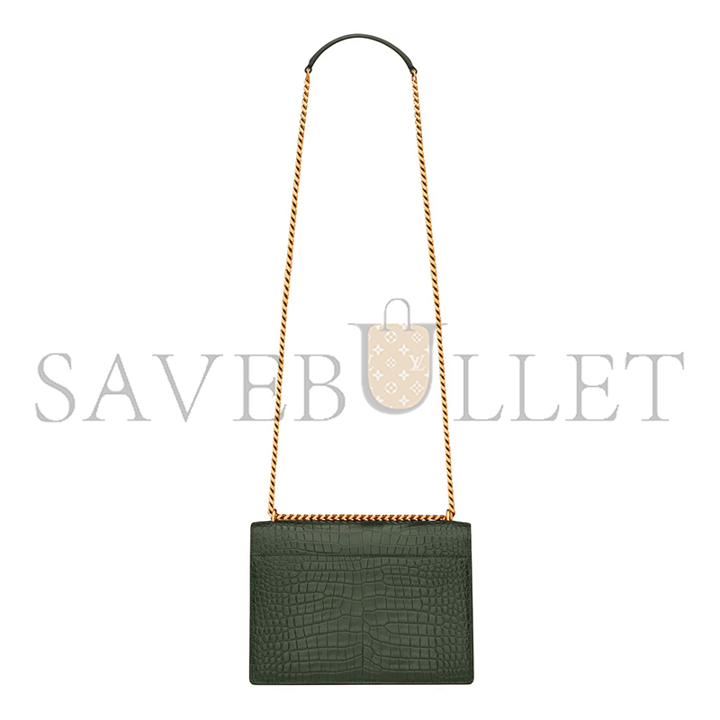 YSL SUNSET MEDIUM IN CROCODILE-EMBOSSED LEATHER 442906DND0J3144 (22*16*6.5cm)