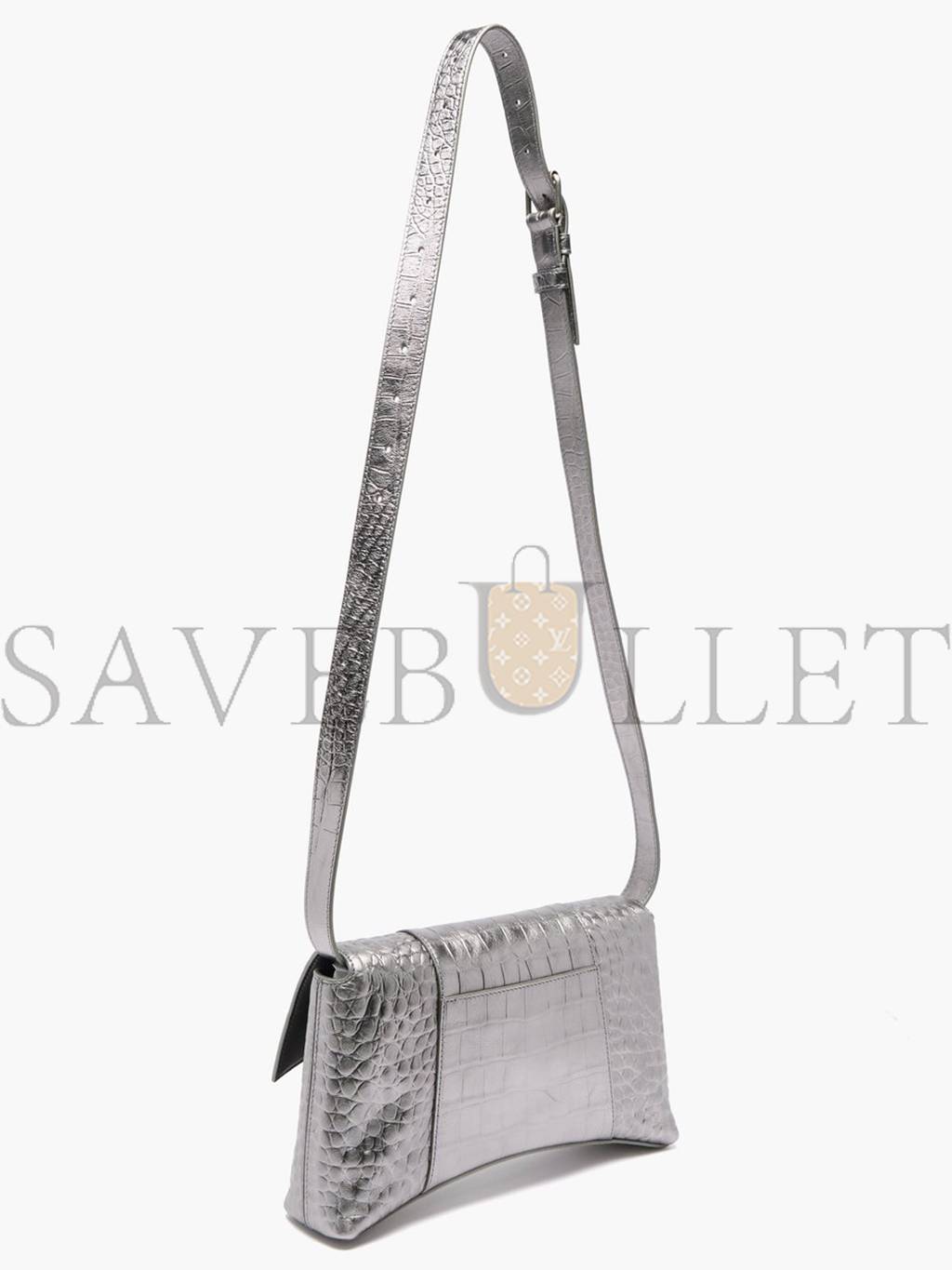 BALENCIAGA METALLIC DOWNTOWN XS CROC-EFFECT LEATHER CROSS-BODY BAG MATCHESFASHION US (27*16.5*5.5cm)