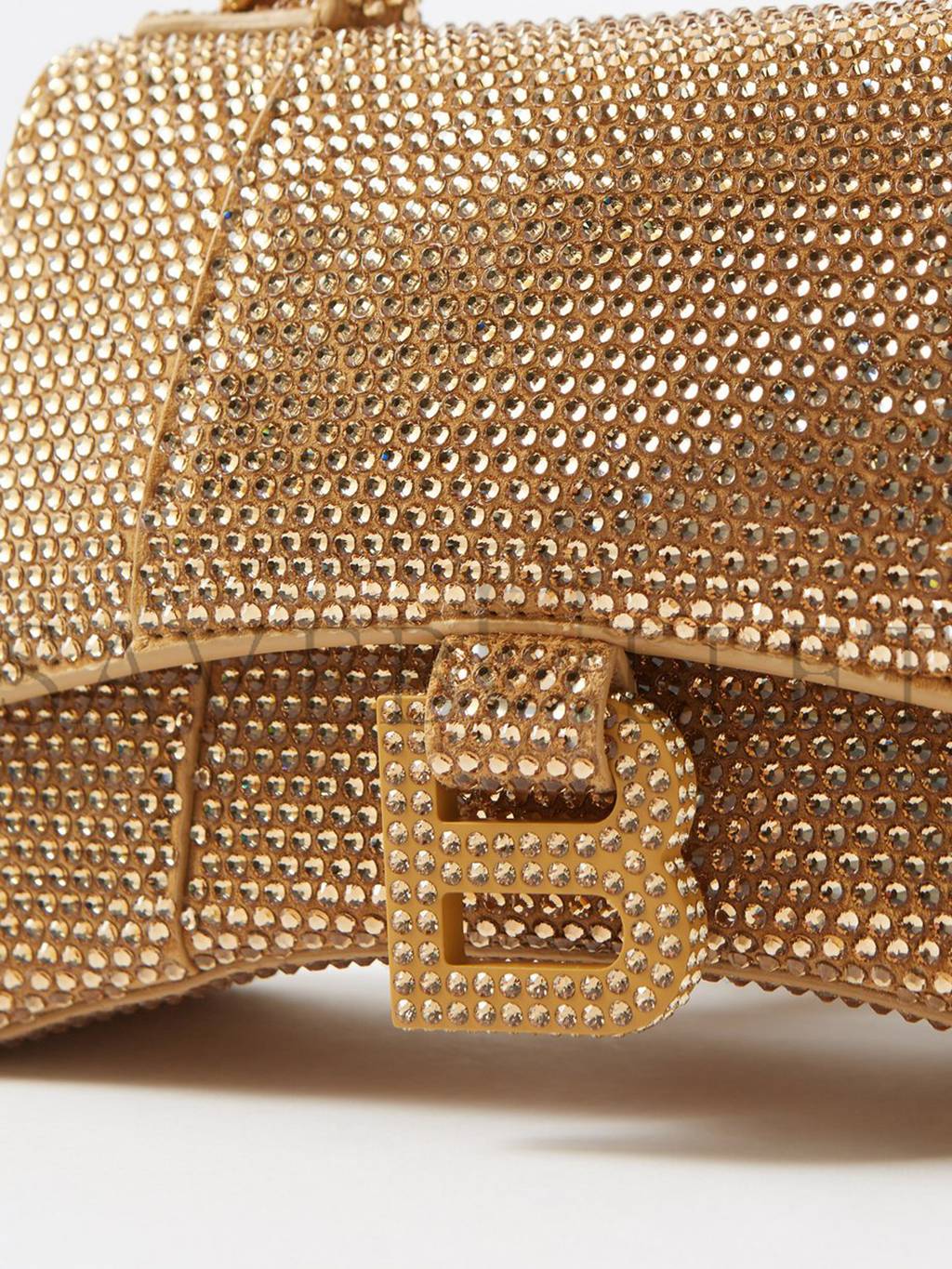 BALENCIAGA GOLD HOURGLASS XS CRYSTAL-EMBELLISHED HANDBAG MATCHESFASHION US (19*12.1*7.6cm)