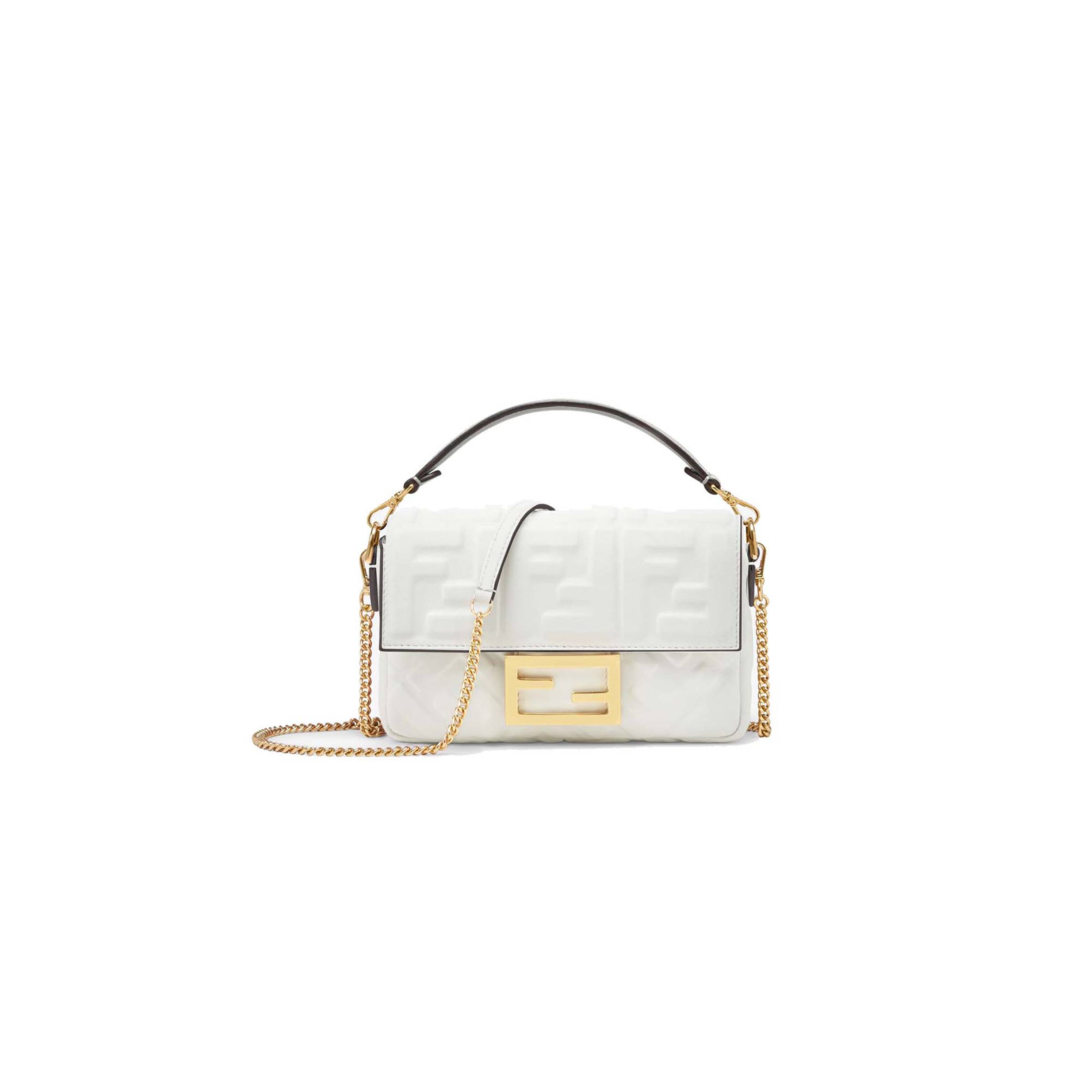 FENDI BAGUETTE MINI - WHITE LEATHER BAG 8BS017A72VF15AO (19*11.5*4cm) FENDI BAGUETTE MINI - WHITE LEATHER BAG 8BS017A72VF15AO (19*11.5*4cm)