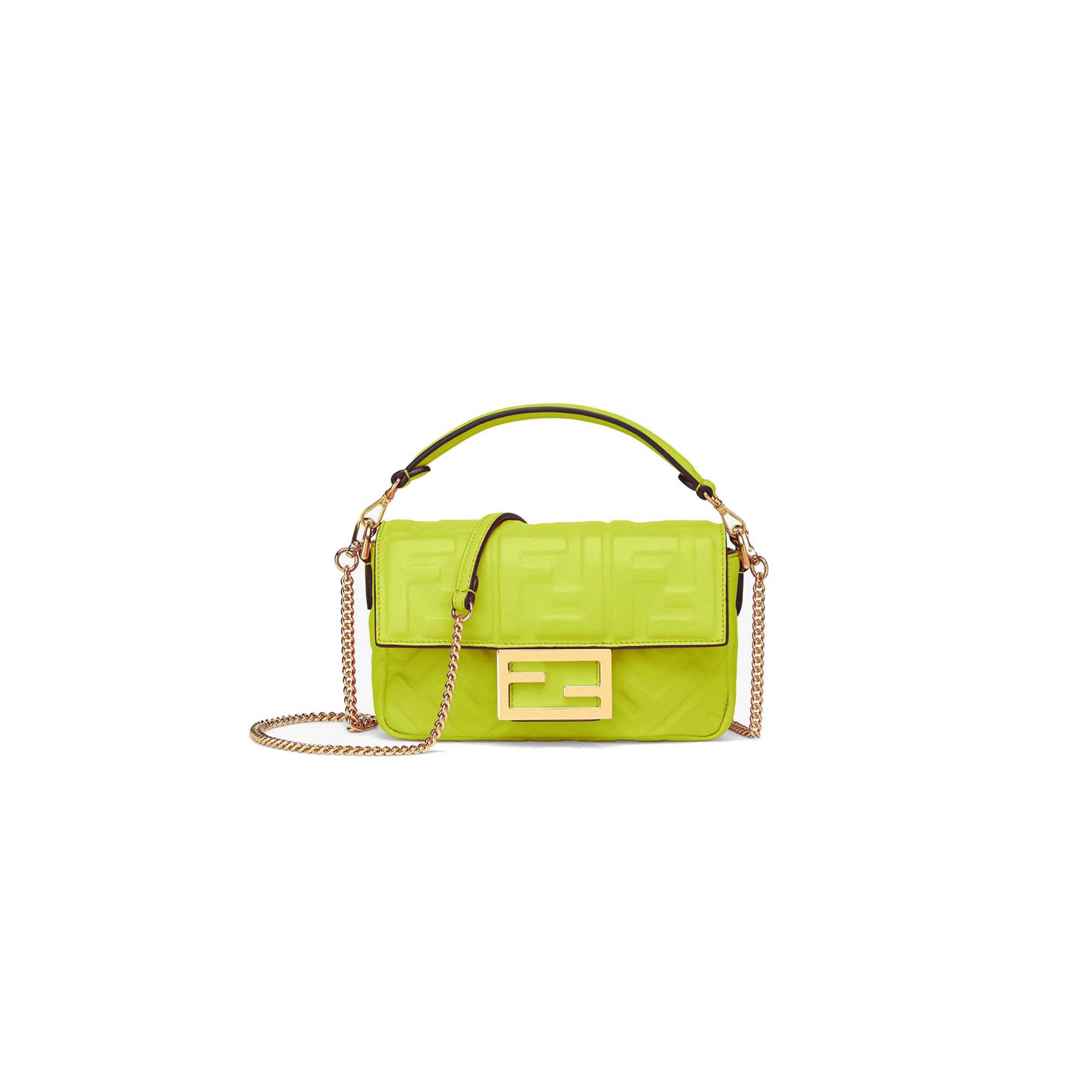 FENDI BAGUETTE MINI - ACID GREEN NAPPA LEATHER BAG 8BS017A72VF1JCM (19*11.5*4cm) FENDI BAGUETTE MINI - ACID GREEN NAPPA LEATHER BAG 8BS017A72VF1JCM (19*11.5*4cm)