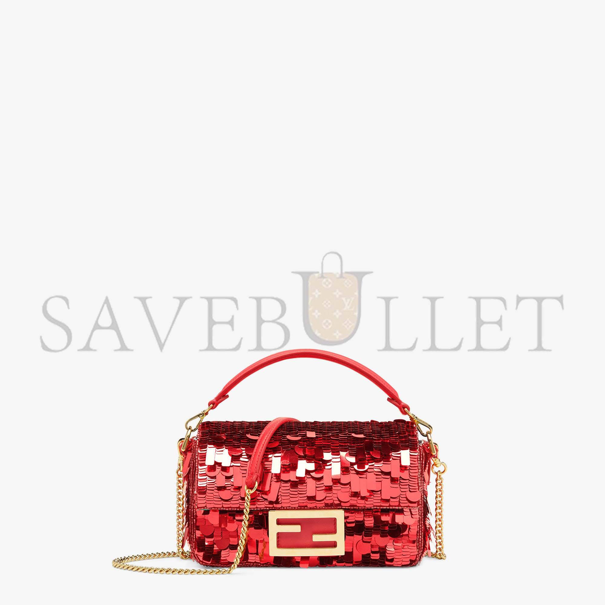 FENDI BAGUETTE MINI - DARK RED SEQUIN AND LEATHER BAG 8BS017AMP0F0V3L (20*13*5cm) FENDI BAGUETTE MINI - DARK RED SEQUIN AND LEATHER BAG 8BS017AMP0F0V3L (20*13*5cm)