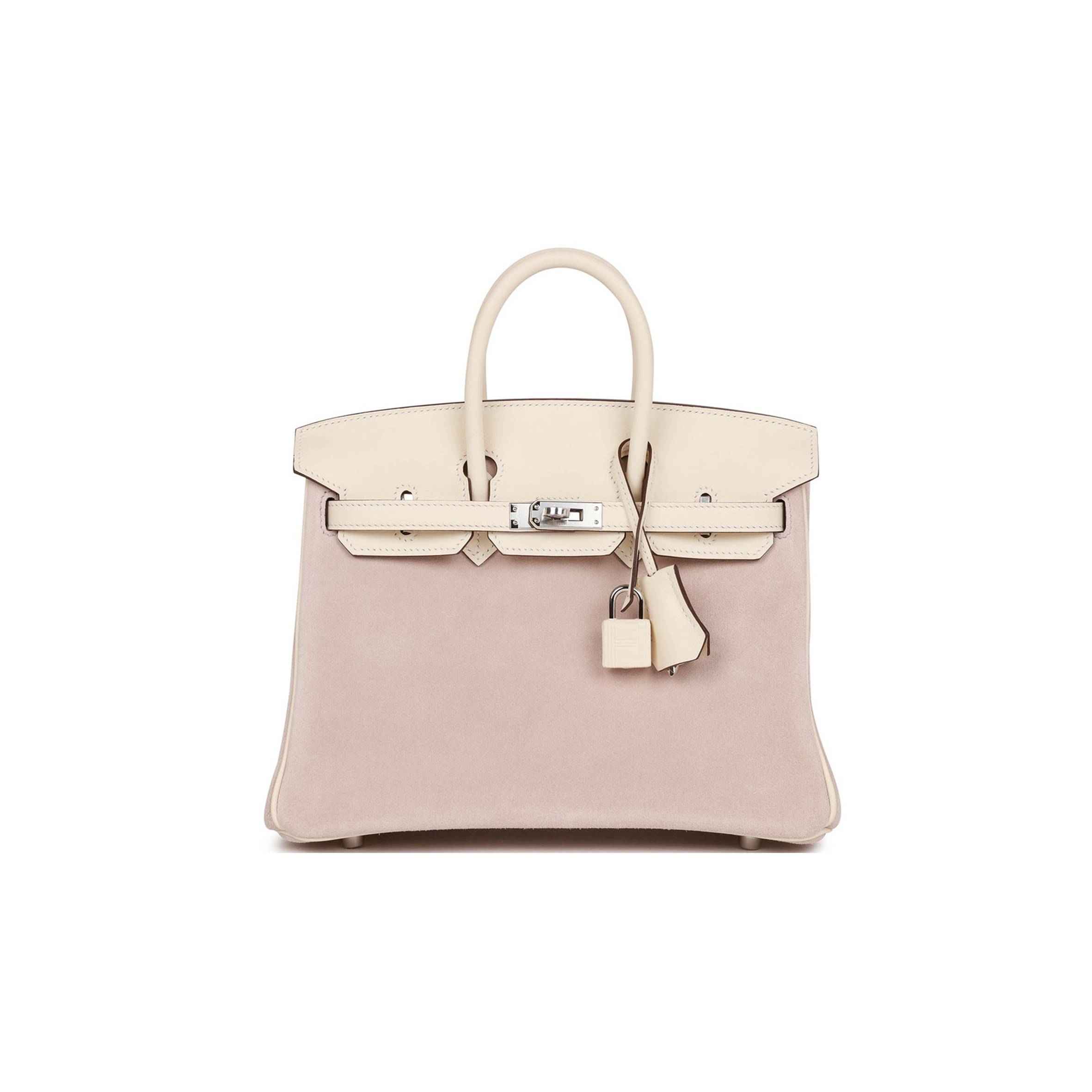 HERMES BIRKIN 25 GLYCINE GRIZZLY AND NATA SWIFT PALLADIUM HARDWARE (25cm) HERMES BIRKIN 25 GLYCINE GRIZZLY AND NATA SWIFT PALLADIUM HARDWARE (25cm)