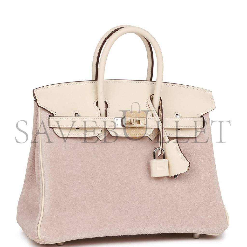 HERMES BIRKIN 25 GLYCINE GRIZZLY AND NATA SWIFT PALLADIUM HARDWARE (25cm) HERMES BIRKIN 25 GLYCINE GRIZZLY AND NATA SWIFT PALLADIUM HARDWARE (25cm)