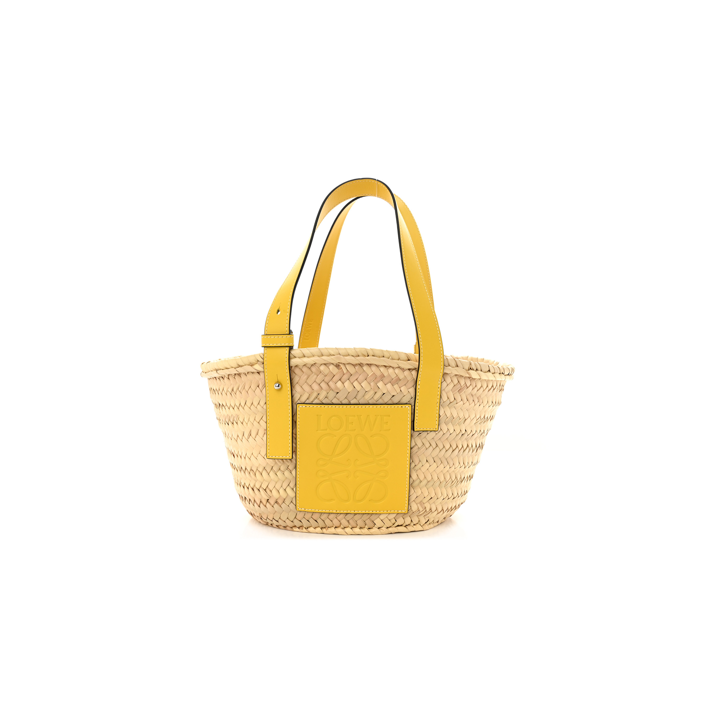 LOEWE RAFFIA SMALL BASKET TOTE BAG NATURAL YELLOW (21*18*13cm)