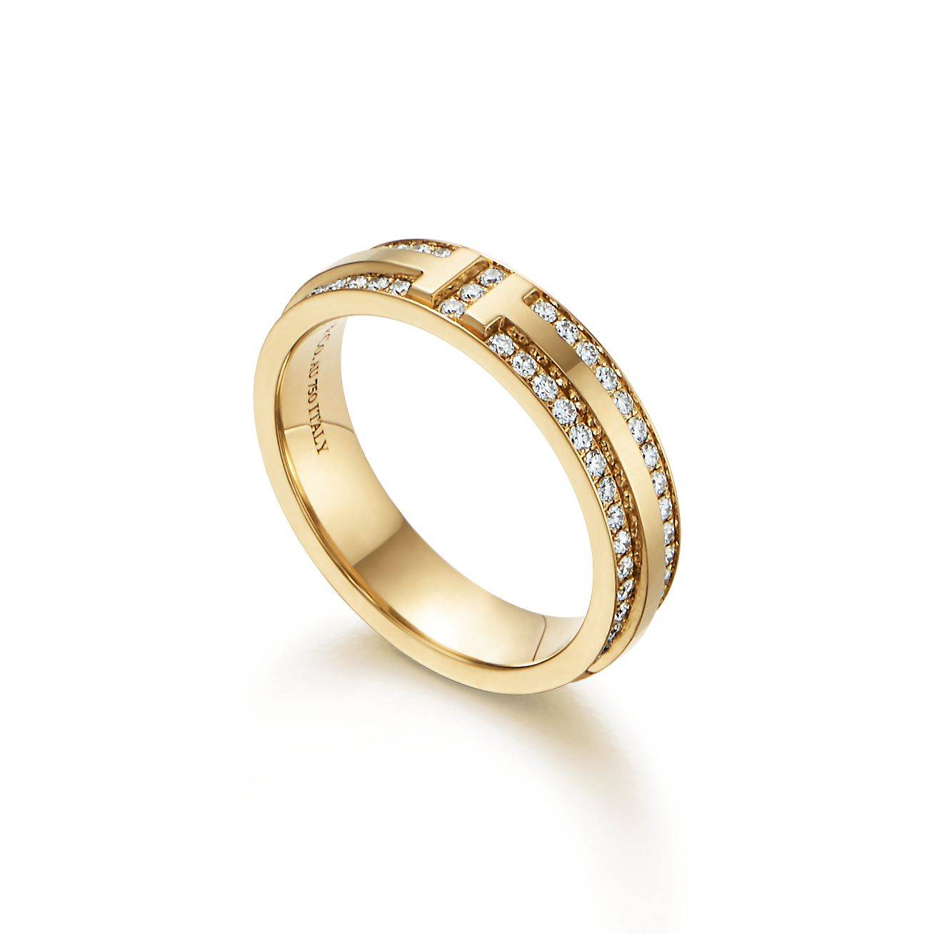 Tiffany T Narrow Pavé Diamond Ring in 18k Gold