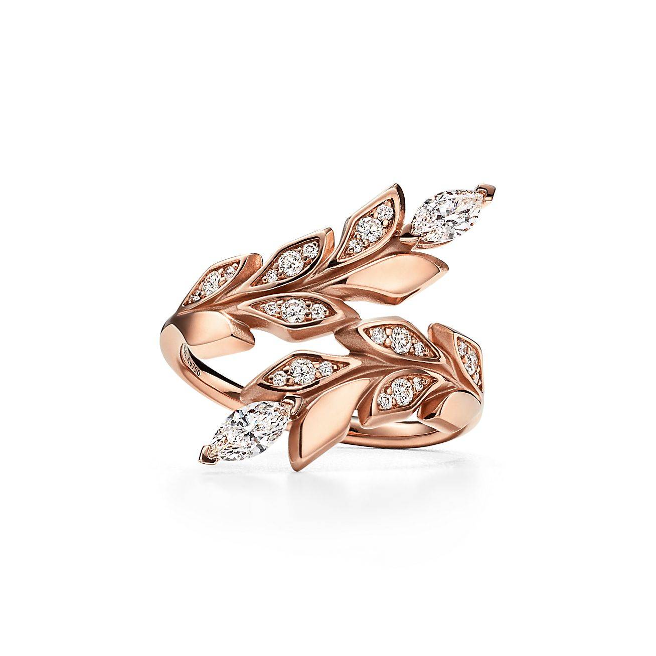 TIFFANY VICTORIA® VINE BYPASS RING IN ROSE GOLD WITH DIAMONDS