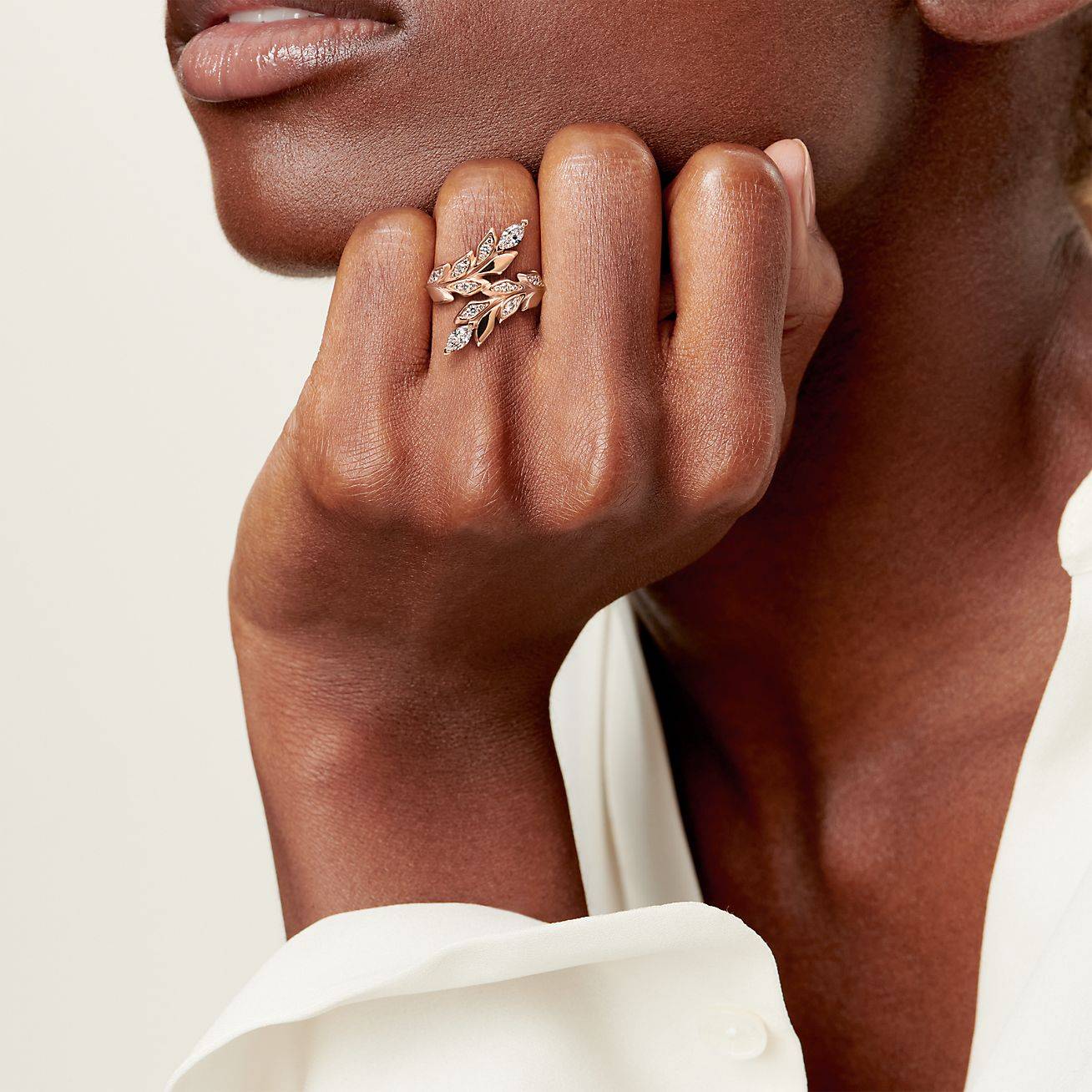 TIFFANY VICTORIA® VINE BYPASS RING IN ROSE GOLD WITH DIAMONDS