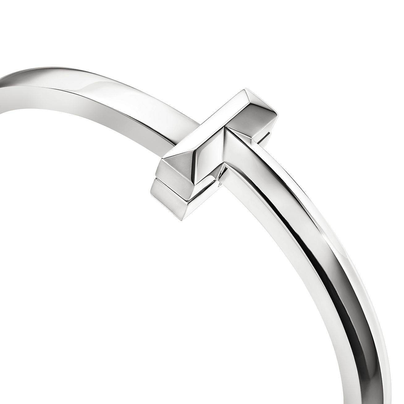 TIFFANY T T1 HINGED BANGLE IN WHITE GOLD, WIDE