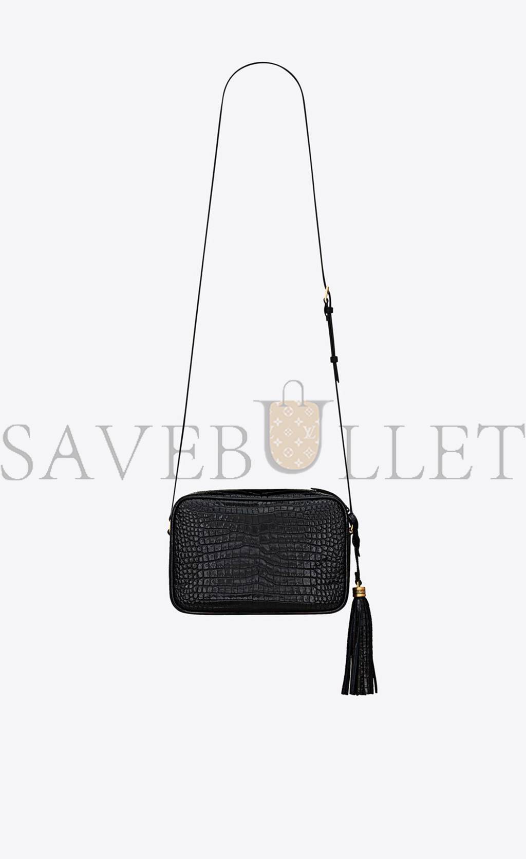 YSL LOU CAMERA BAG IN CROCODILE-EMBOSSED SHINY LEATHER 612542DND0W1000 (23*16*6cm)