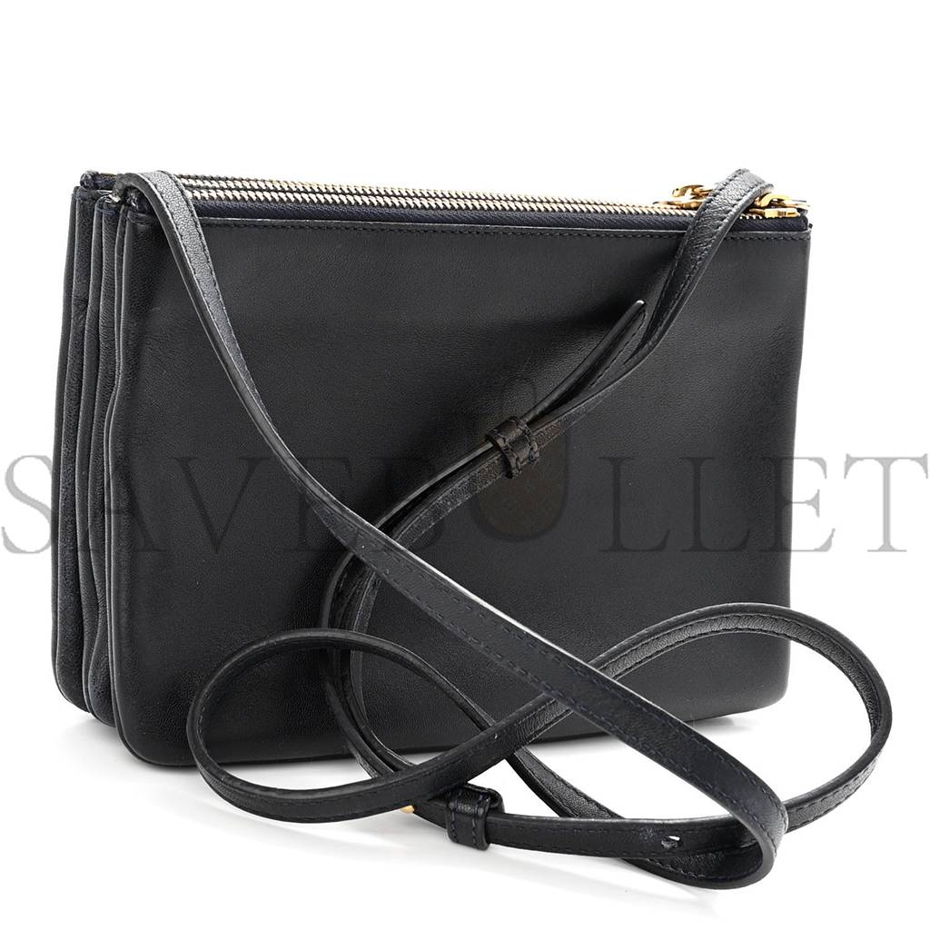 CELINE LAMBSKIN SMALL TRIO CROSSBODY BAG BLACK (22*15*3cm)