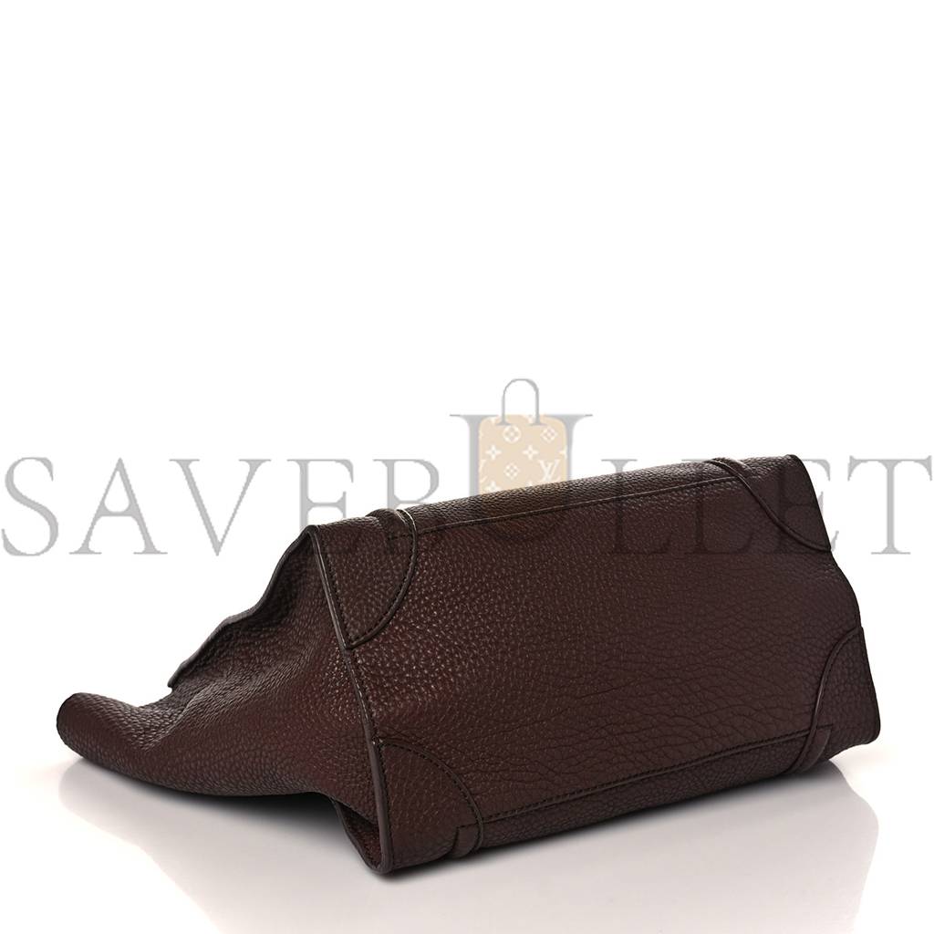 CELINE DRUMMED CALFSKIN MINI LUGGAGE DARK BROWN (30*29*18cm) CELINE DRUMMED CALFSKIN MINI LUGGAGE DARK BROWN (30*29*18cm)