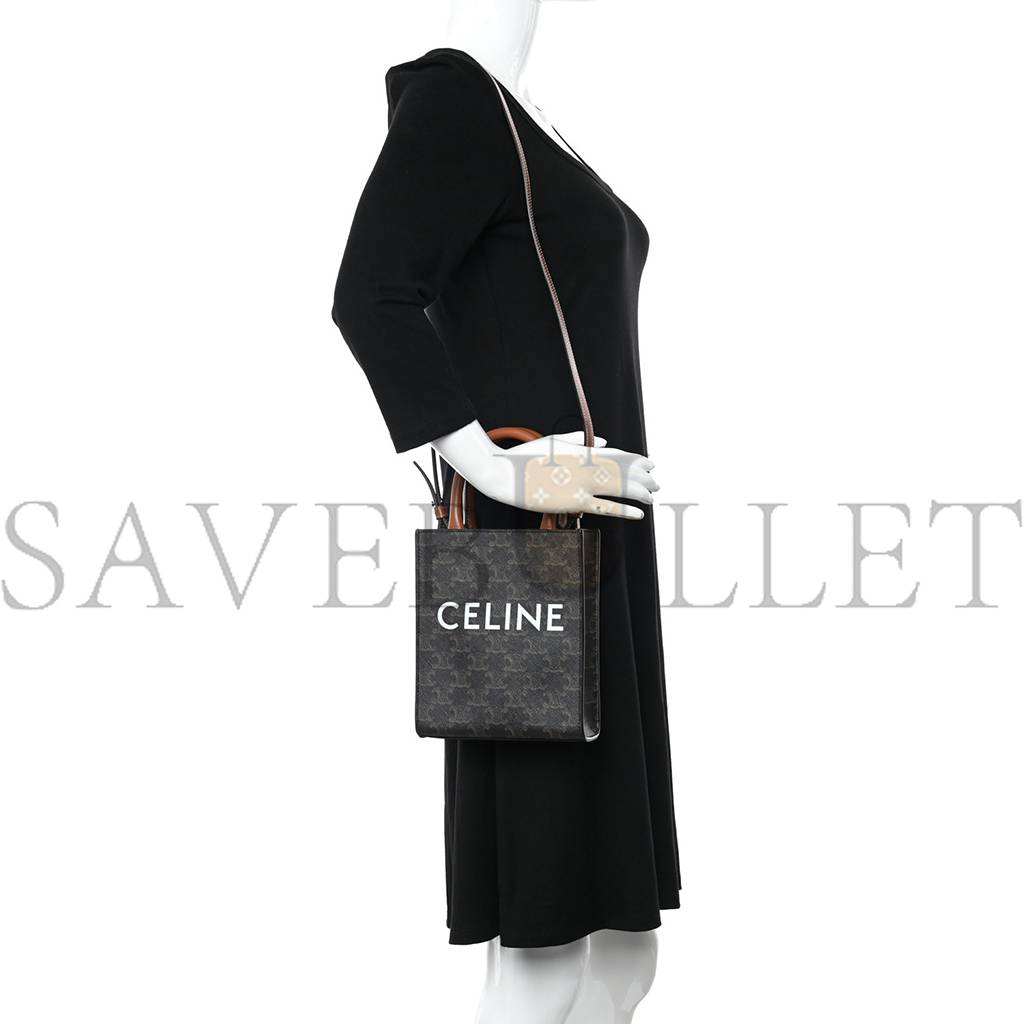 CELINE TRIOMPHE CANVAS CALFSKIN MINI VERTICAL CABAS TAN (25*20*17cm) CELINE TRIOMPHE CANVAS CALFSKIN MINI VERTICAL CABAS TAN (25*20*17cm)