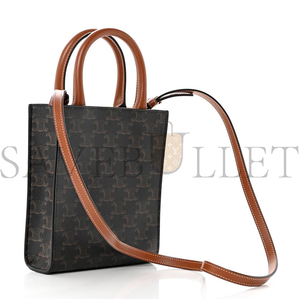CELINE TRIOMPHE CANVAS CALFSKIN MINI VERTICAL CABAS TAN (25*20*17cm) CELINE TRIOMPHE CANVAS CALFSKIN MINI VERTICAL CABAS TAN (25*20*17cm)