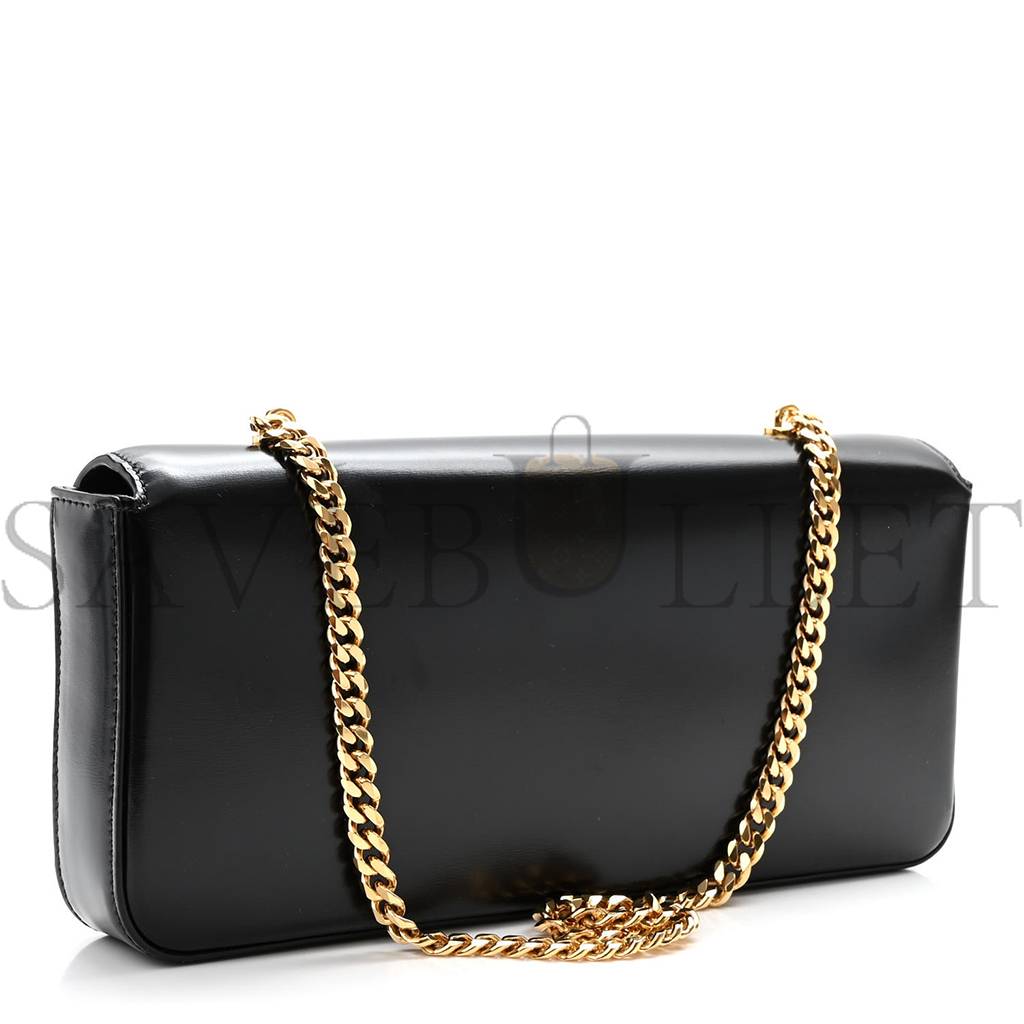 CELINE SHINY CALFSKIN TRIOMPHE CHAIN BAG BLACK (30*13*4cm) CELINE SHINY CALFSKIN TRIOMPHE CHAIN BAG BLACK (30*13*4cm)