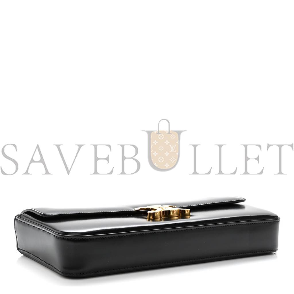 CELINE SHINY CALFSKIN TRIOMPHE CHAIN BAG BLACK (30*13*4cm) CELINE SHINY CALFSKIN TRIOMPHE CHAIN BAG BLACK (30*13*4cm)