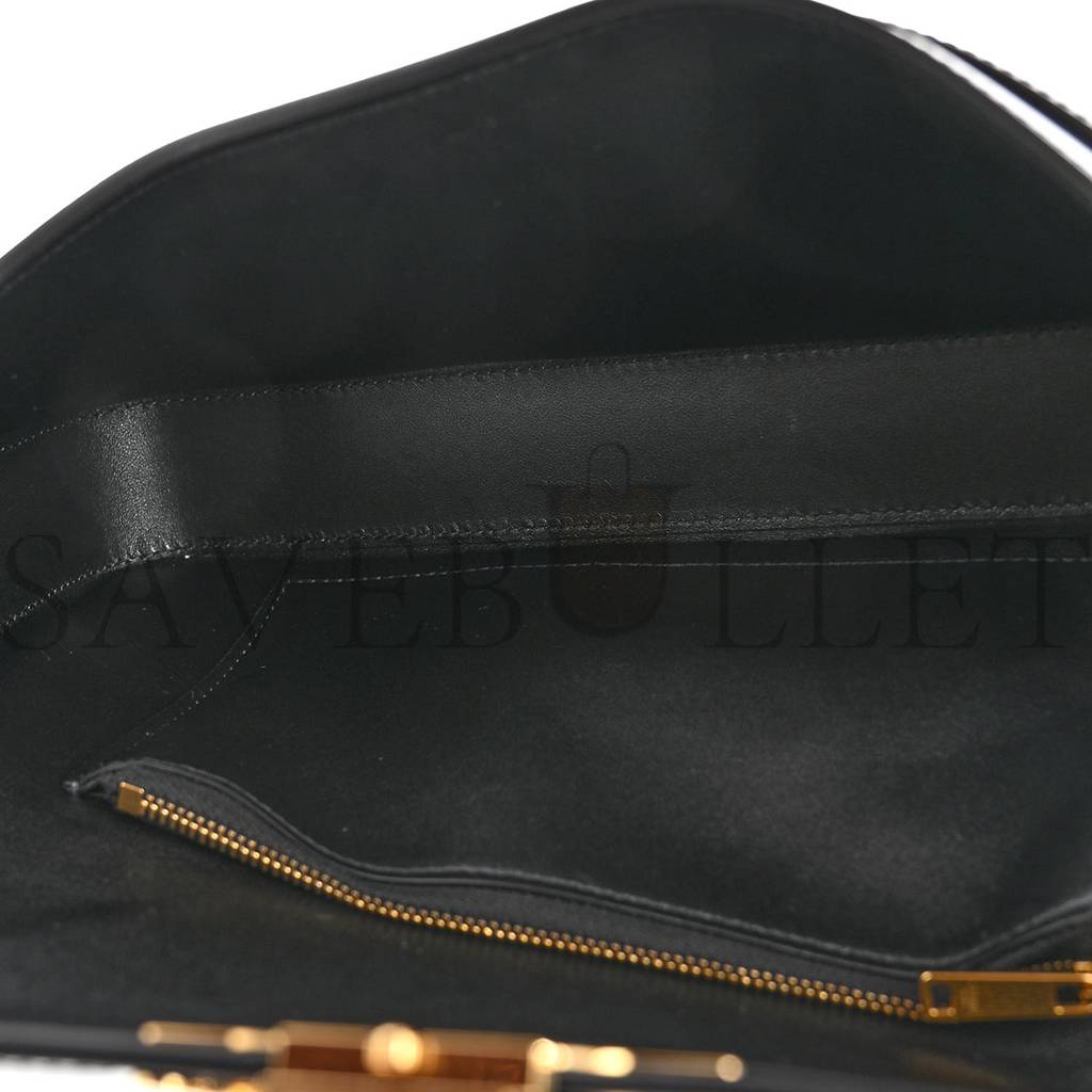 CELINE SHINY CALFSKIN TRIOMPHE CHAIN BAG BLACK (30*13*4cm) CELINE SHINY CALFSKIN TRIOMPHE CHAIN BAG BLACK (30*13*4cm)