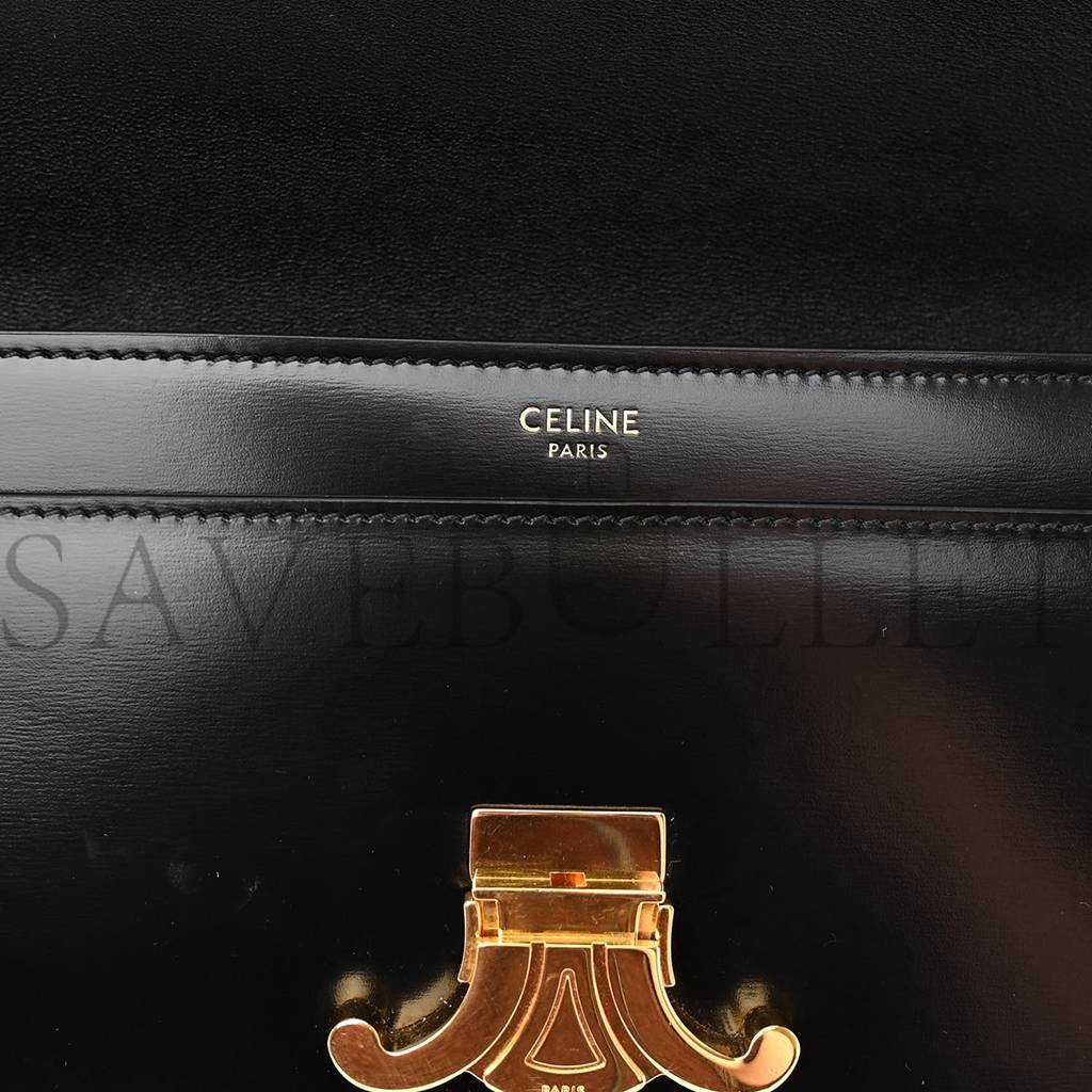 CELINE SHINY CALFSKIN TRIOMPHE CHAIN BAG BLACK (30*13*4cm) CELINE SHINY CALFSKIN TRIOMPHE CHAIN BAG BLACK (30*13*4cm)
