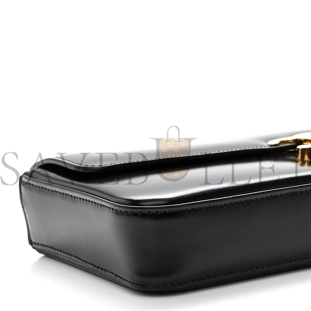 CELINE SHINY CALFSKIN TRIOMPHE CHAIN BAG BLACK (30*13*4cm) CELINE SHINY CALFSKIN TRIOMPHE CHAIN BAG BLACK (30*13*4cm)