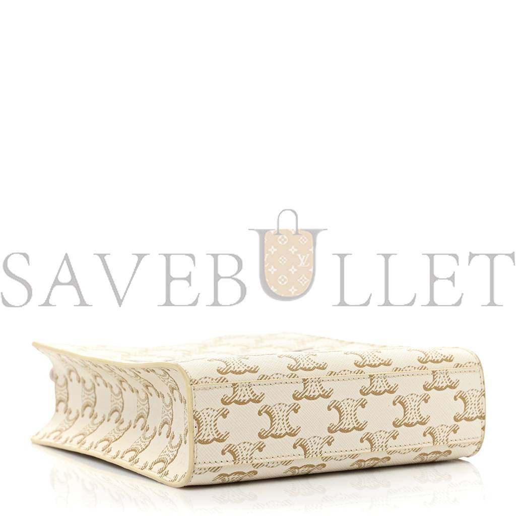 CELINE TRIOMPHE CANVAS CALFSKIN MINI VERTICAL CABAS WHITE (23*15*15cm) CELINE TRIOMPHE CANVAS CALFSKIN MINI VERTICAL CABAS WHITE (23*15*15cm)