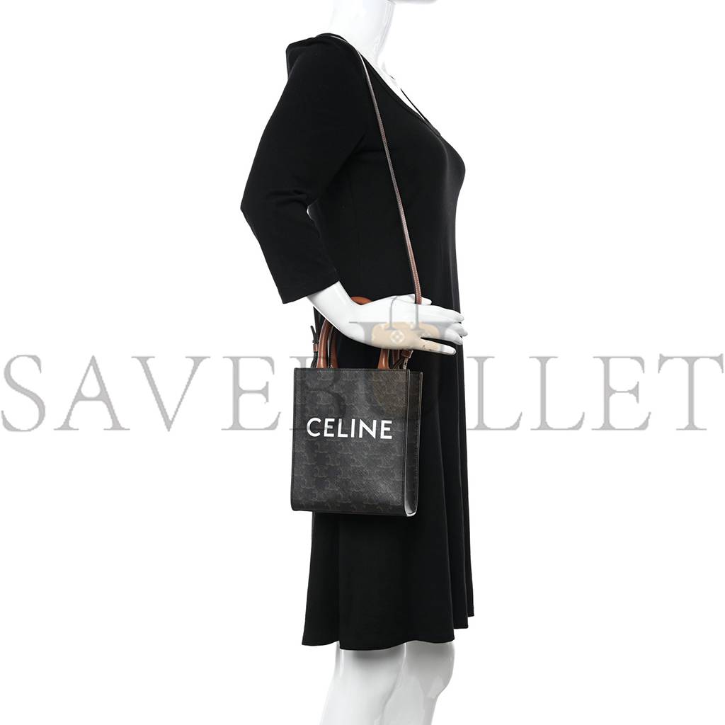 CELINE TRIOMPHE CANVAS CALFSKIN MINI VERTICAL CABAS TAN (20*17*6cm) CELINE TRIOMPHE CANVAS CALFSKIN MINI VERTICAL CABAS TAN (20*17*6cm)